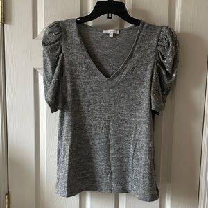 Chic Gray Puff Sleeve Blouse women’s sweater top size medium